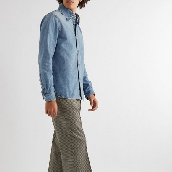 NWOT SÉFR Woody Denim Jean Shirt Men's Size Large In Rancher Blue Made In Italy - Picture 15 of 15